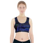 Screen Glitch Broken  Crack  Fracture  Glass Pattern Sports Bra With Pocket