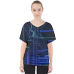 Screen Glitch Broken  Crack  Fracture  Glass Pattern V-Neck Dolman Drape Top