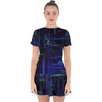 Screen Glitch Broken  Crack  Fracture  Glass Pattern Drop Hem Mini Chiffon Dress