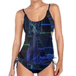 Screen Glitch Broken  Crack  Fracture  Glass Pattern Tankini Set