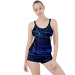 Screen Glitch Broken  Crack  Fracture  Glass Pattern Boyleg Tankini Set 