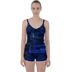 Screen Glitch Broken  Crack  Fracture  Glass Pattern Tie Front Two Piece Tankini