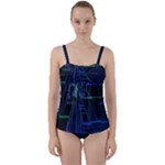 Screen Glitch Broken  Crack  Fracture  Glass Pattern Twist Front Tankini Set