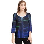 Screen Glitch Broken  Crack  Fracture  Glass Pattern Chiffon Quarter Sleeve Blouse