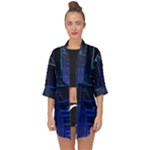 Screen Glitch Broken  Crack  Fracture  Glass Pattern Open Front Chiffon Kimono