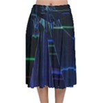 Screen Glitch Broken  Crack  Fracture  Glass Pattern Velvet Flared Midi Skirt