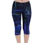 Screen Glitch Broken  Crack  Fracture  Glass Pattern Velvet Capri Leggings 