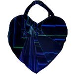 Screen Glitch Broken  Crack  Fracture  Glass Pattern Giant Heart Shaped Tote