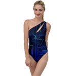 Screen Glitch Broken  Crack  Fracture  Glass Pattern To One Side Swimsuit