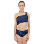 Screen Glitch Broken  Crack  Fracture  Glass Pattern Spliced Up Two Piece Swimsuit