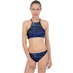 Screen Glitch Broken  Crack  Fracture  Glass Pattern Racer Front Bikini Set