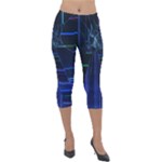 Screen Glitch Broken  Crack  Fracture  Glass Pattern Lightweight Velour Capri Leggings 