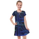 Screen Glitch Broken  Crack  Fracture  Glass Pattern Kids  Cross Web Dress