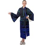 Screen Glitch Broken  Crack  Fracture  Glass Pattern Maxi Velour Kimono