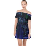 Screen Glitch Broken  Crack  Fracture  Glass Pattern Off Shoulder Chiffon Dress