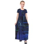 Screen Glitch Broken  Crack  Fracture  Glass Pattern Kids  Short Sleeve Maxi Dress