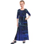 Screen Glitch Broken  Crack  Fracture  Glass Pattern Kids  Quarter Sleeve Maxi Dress