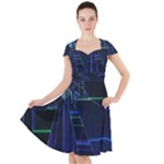 Screen Glitch Broken  Crack  Fracture  Glass Pattern Cap Sleeve Midi Dress