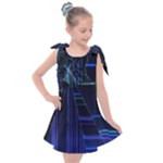 Screen Glitch Broken  Crack  Fracture  Glass Pattern Kids  Tie Up Tunic Dress