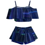 Screen Glitch Broken  Crack  Fracture  Glass Pattern Kids  Off Shoulder Skirt Bikini