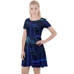 Screen Glitch Broken  Crack  Fracture  Glass Pattern Cap Sleeve Velour Dress 