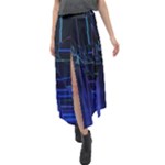 Screen Glitch Broken  Crack  Fracture  Glass Pattern Velour Split Maxi Skirt