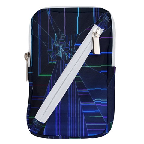 Screen Glitch Broken  Crack  Fracture  Glass Pattern Belt Pouch Bag (Small) from ArtsNow.com