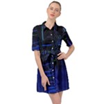 Screen Glitch Broken  Crack  Fracture  Glass Pattern Belted Shirt Dress