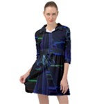 Screen Glitch Broken  Crack  Fracture  Glass Pattern Mini Skater Shirt Dress