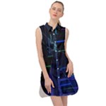 Screen Glitch Broken  Crack  Fracture  Glass Pattern Sleeveless Shirt Dress