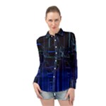 Screen Glitch Broken  Crack  Fracture  Glass Pattern Long Sleeve Chiffon Shirt