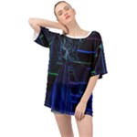 Screen Glitch Broken  Crack  Fracture  Glass Pattern Oversized Chiffon Top