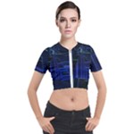 Screen Glitch Broken  Crack  Fracture  Glass Pattern Short Sleeve Cropped Jacket