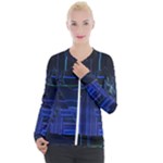 Screen Glitch Broken  Crack  Fracture  Glass Pattern Casual Zip Up Jacket