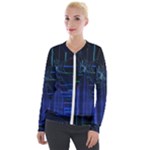 Screen Glitch Broken  Crack  Fracture  Glass Pattern Velvet Zip Up Jacket