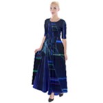 Screen Glitch Broken  Crack  Fracture  Glass Pattern Half Sleeves Maxi Dress