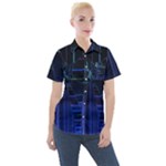 Screen Glitch Broken  Crack  Fracture  Glass Pattern Women s Short Sleeve Pocket Shirt