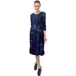 Screen Glitch Broken  Crack  Fracture  Glass Pattern Ruffle End Midi Chiffon Dress