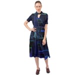 Screen Glitch Broken  Crack  Fracture  Glass Pattern Keyhole Neckline Chiffon Dress