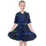 Screen Glitch Broken  Crack  Fracture  Glass Pattern Kids  All Frills Chiffon Dress