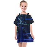 Screen Glitch Broken  Crack  Fracture  Glass Pattern Kids  One Piece Chiffon Dress