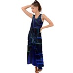 Screen Glitch Broken  Crack  Fracture  Glass Pattern V-Neck Chiffon Maxi Dress