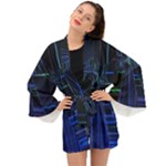 Screen Glitch Broken  Crack  Fracture  Glass Pattern Long Sleeve Kimono