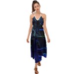 Screen Glitch Broken  Crack  Fracture  Glass Pattern Halter Tie Back Dress 