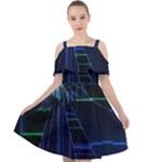 Screen Glitch Broken  Crack  Fracture  Glass Pattern Cut Out Shoulders Chiffon Dress