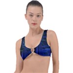 Screen Glitch Broken  Crack  Fracture  Glass Pattern Ring Detail Bikini Top