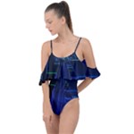 Screen Glitch Broken  Crack  Fracture  Glass Pattern Drape Piece Swimsuit