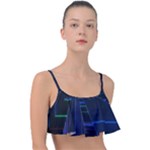 Screen Glitch Broken  Crack  Fracture  Glass Pattern Frill Bikini Top