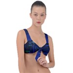 Screen Glitch Broken  Crack  Fracture  Glass Pattern Front Tie Bikini Top