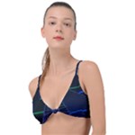 Screen Glitch Broken  Crack  Fracture  Glass Pattern Knot Up Bikini Top